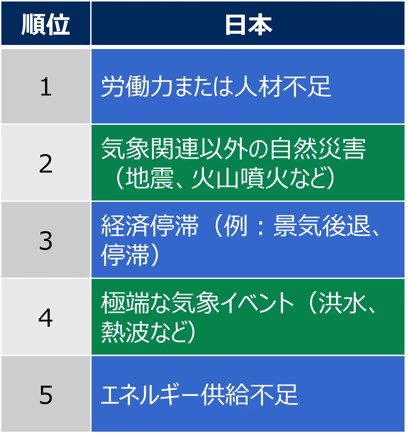 図3. 日本の2025リスクトップ5