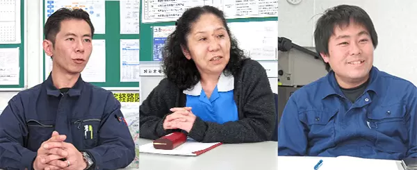 パッケージング事業部 製造グループ 課長　高木 義規 氏、パッケージング事業部 生産管理グループ 部長　尾作 正子 氏、パッケージング事業部 包装設計グループ 課長　中山 哲 氏