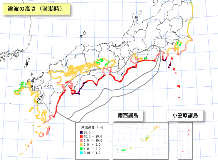図3 南海トラフ地震による津波の想定（陸側ケース）