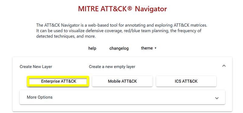 「Enterprise ATT&CK」から検索マークをクリック